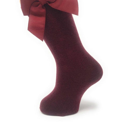 Scarlet knee-high socks with bow