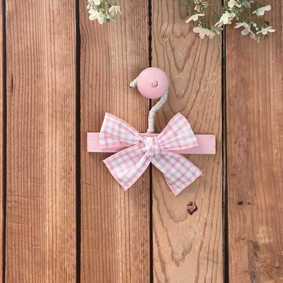 Hair Bow Vichy Pink