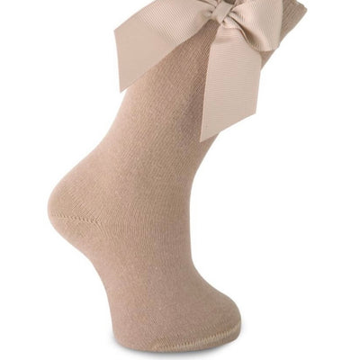 Camel knee-high socks with bow