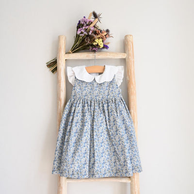 Blue Liberty dress with scalloped collar