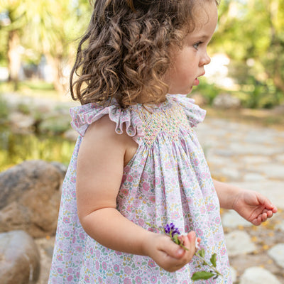 Hand Smocked Bishop Dress Liberty Pink