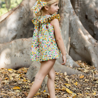 Hair Bow Green Orange