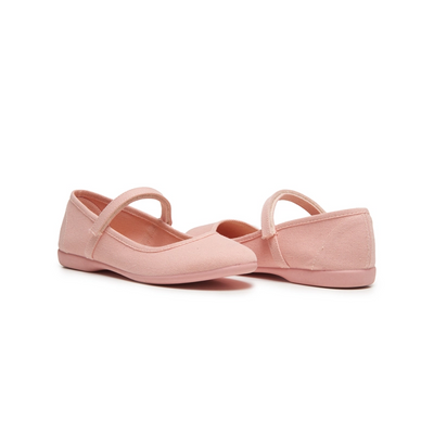 Classic Canvas Mary Janes in Peach