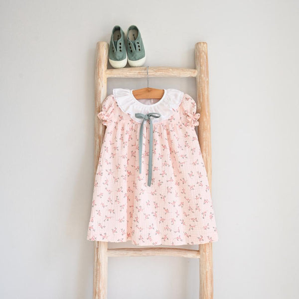 Pink floral dress with bow