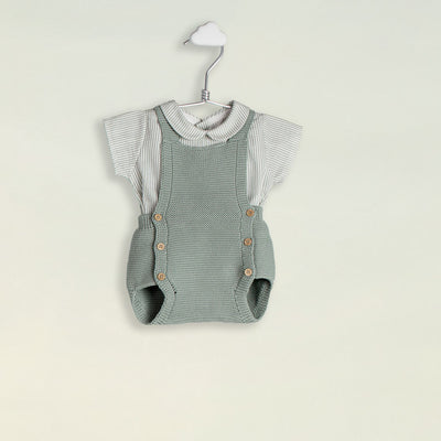 Green knitted dungarees set