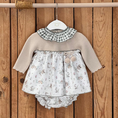 Knit Beige Animals Dress