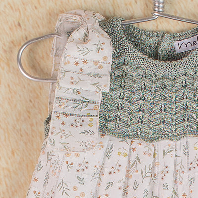 Knit and Woven Sage Green Dress