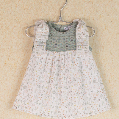 Knit and Woven Sage Green Dress