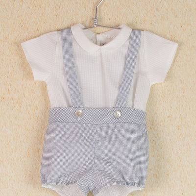 Blue Check Dungarees Boy Set