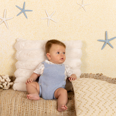 Baby Boy Knit Blue Romper Set