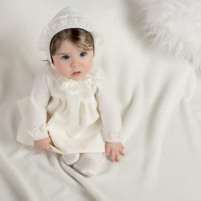 Knit and woven baby girl dress