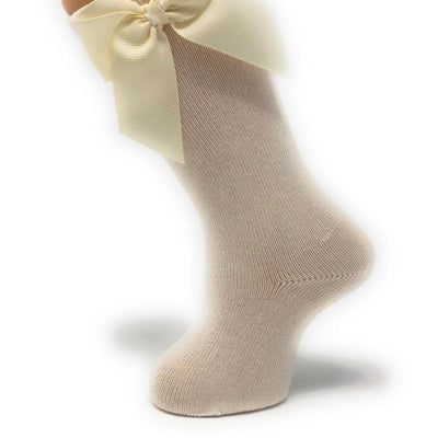 Ivory knee-high socks with bow