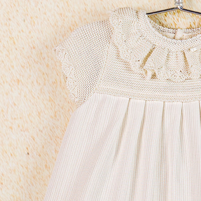 Knit and Woven Baby Girl Ivory Dress