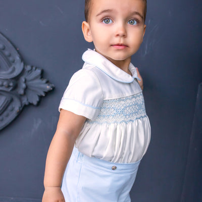 Hand Smocked Blue Boy Set