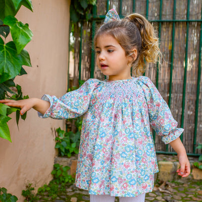 Blue Liberty Hand Smocked Bloomer Set