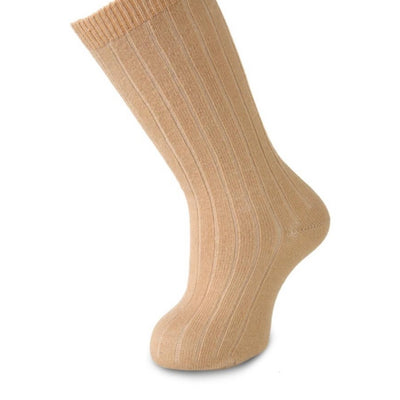 Camel ribbed knee-high socks