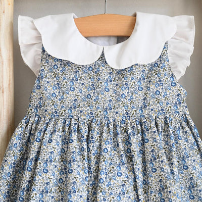 Blue Liberty dress with scalloped collar