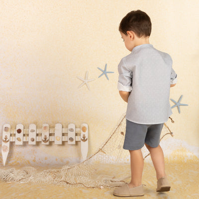 Blue Check Boy Shorts Set