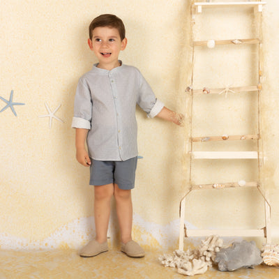 Blue Check Boy Shorts Set