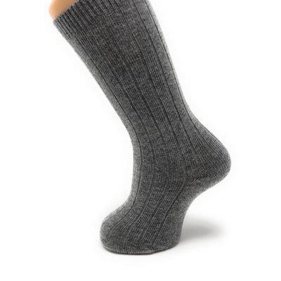 Grey ribbed knee-high socks