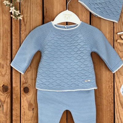 3-Piece Dusty Blue Knit Set