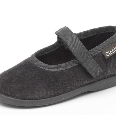 Grey velvet Mary Jane shoes