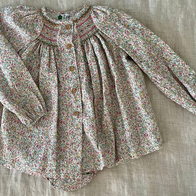Pink Hand Smocked Floral Dress