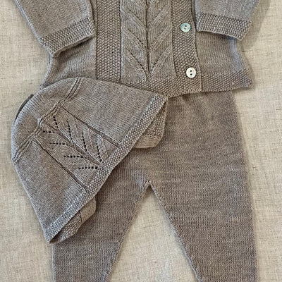 3-Piece Light Brown Knit Set
