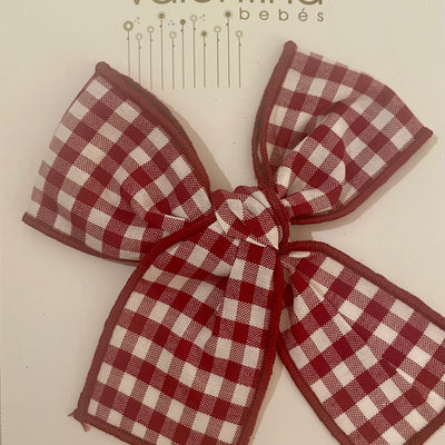 Hair Bow Gingham Bordeaux