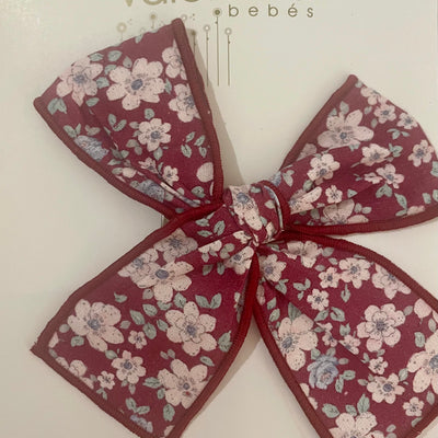 Hair Bow Floral Bordeaux