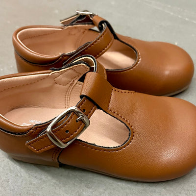 Brown Leather T-Straps