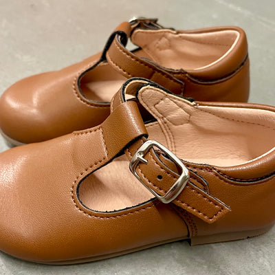 Brown Leather T-Straps
