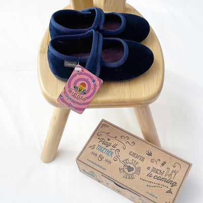 Navy velvet Mary Jane shoes